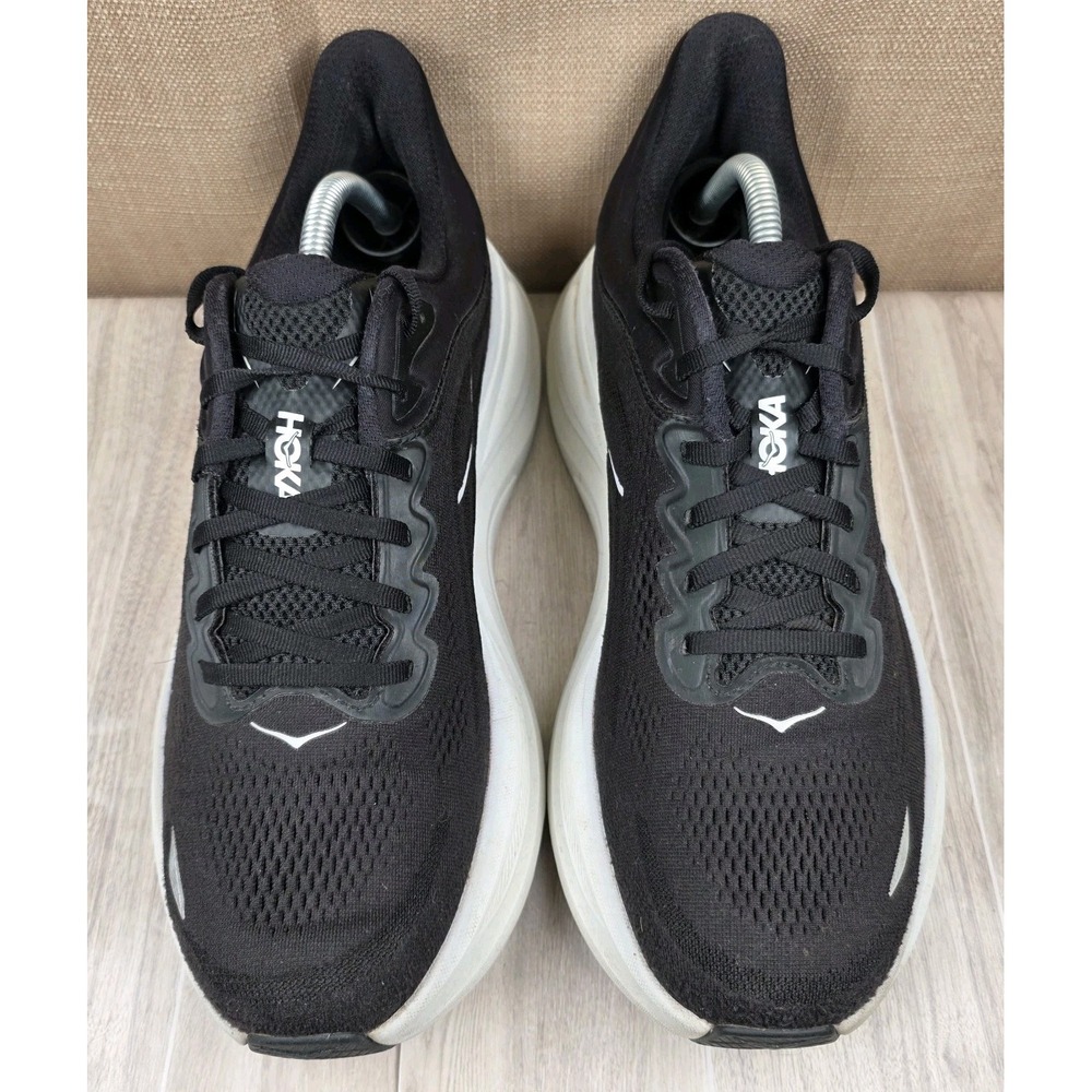 Hoka One Bondi 9 Mens 11D Black White Lace Up Running Walking Sneakers Shoes